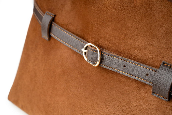 Vince Camuto Bolso Tote Suede Brown Piel de Polivinilo Marrón